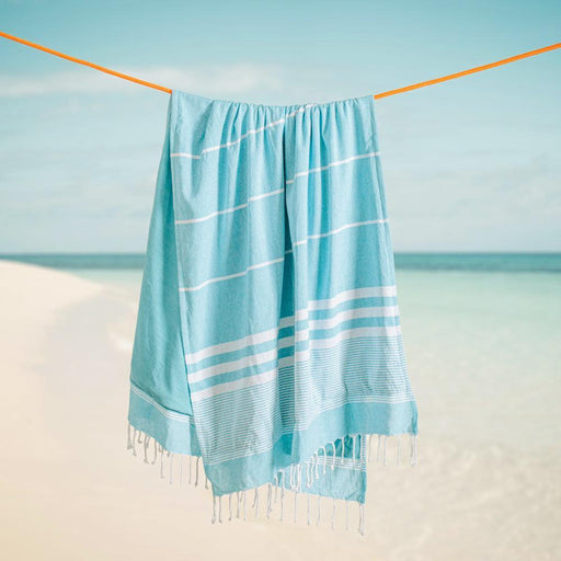 Cotton Bay Villiti Stripe Backed Fouta Turquoise-Foutas