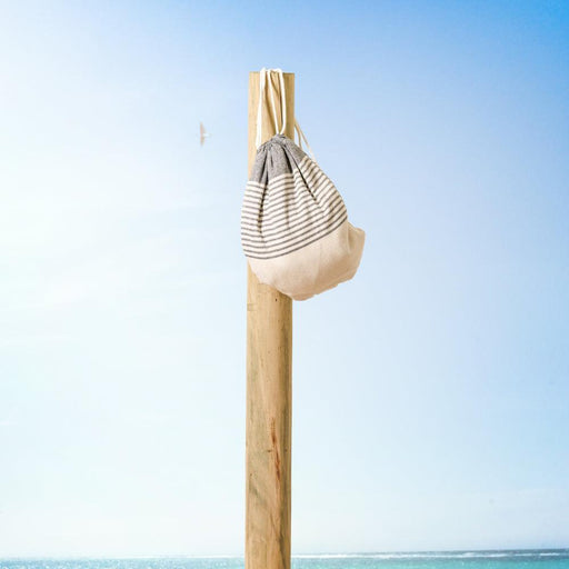Cotton Bay Villiti Stripe Fouta Bag Black and Natural-Foutas