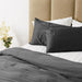 Cotton Club 300 Thread Count Sateen Washed Cotton Duvet Cover Set Charcoal-Duvet Cover Sets