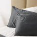 Cotton Club 300 Thread Count Sateen Washed Cotton Duvet Cover Set Charcoal-Duvet Cover Sets