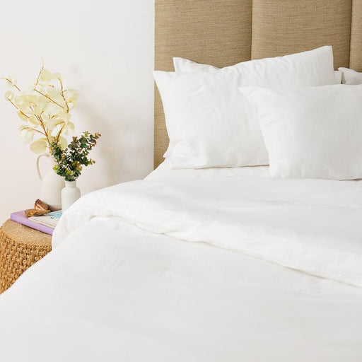 Cotton Club 300 Thread Count Washed Cotton Duvet Cover Set White-Duvet Cover Sets