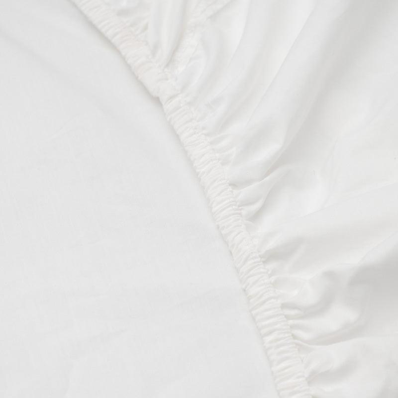 Cotton Club 400 Thread Count Sateen Fitted Sheet with 2 Pillowcases - White