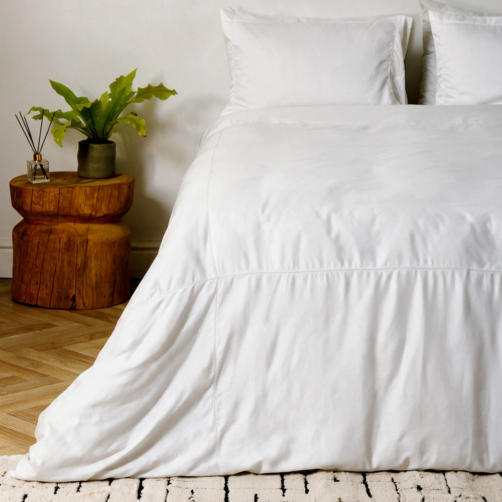 Cotton Club Heirloom 350 Thread Count Picot Duvet Cover Set White-Duvet Cover Sets