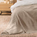 Cotton Club Waffle Blanket Throw Light Beige-Blankets