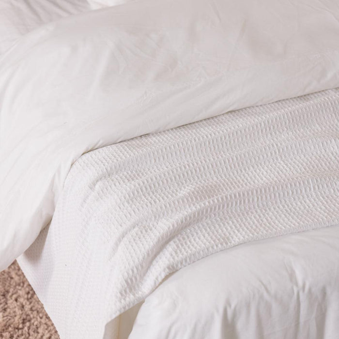 Cotton Club Waffle Blanket Throw White-Blankets