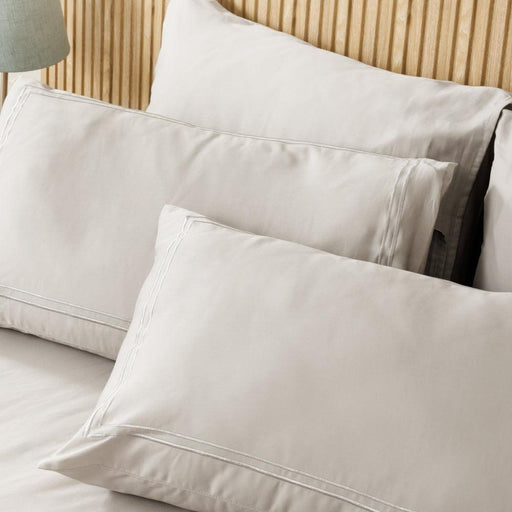 Cotton Collection 400 Thread Count 2 Line Satin Stitch Duvet Cover 6 Piece Set Silver-Duvet Cover Sets