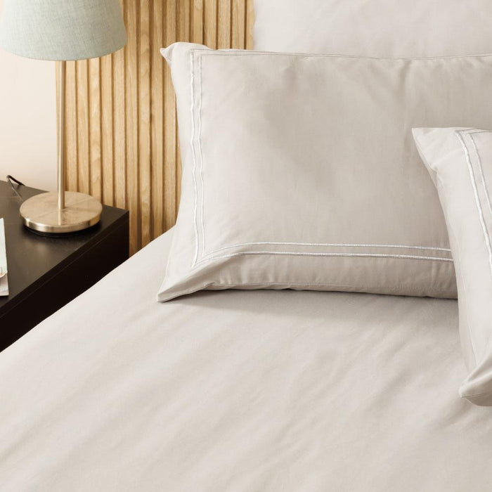 Cotton Collection 400 Thread Count 2 Line Satin Stitch Duvet Cover 6 Piece Set Silver-Duvet Cover Sets