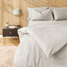 Cotton Collection 400 Thread Count 2 Line Satin Stitch Duvet Cover 6 Piece Set Silver-Duvet Cover Sets