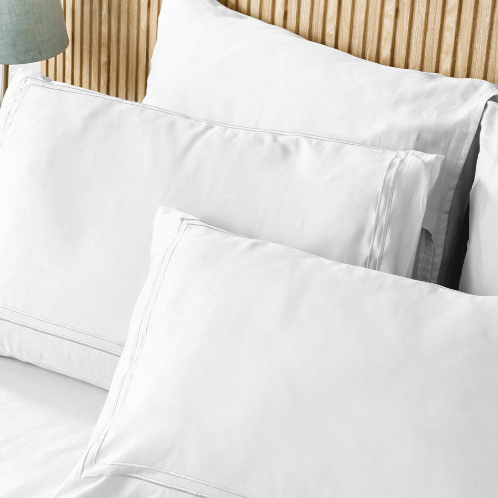 Cotton Collection 400 Thread Count 2 Line Satin Stitch Duvet Cover 6 Piece Set White-Duvet Cover Sets