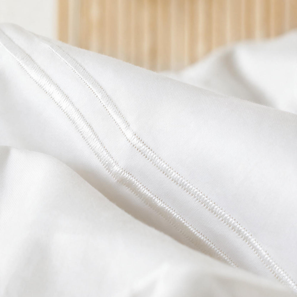 Cotton Collection 400 Thread Count 2 Line Satin Stitch Duvet Cover 6 Piece Set White-Duvet Cover Sets
