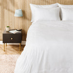 Cotton Collection 400 Thread Count 2 Line Satin Stitch Duvet Cover 6 Piece Set White