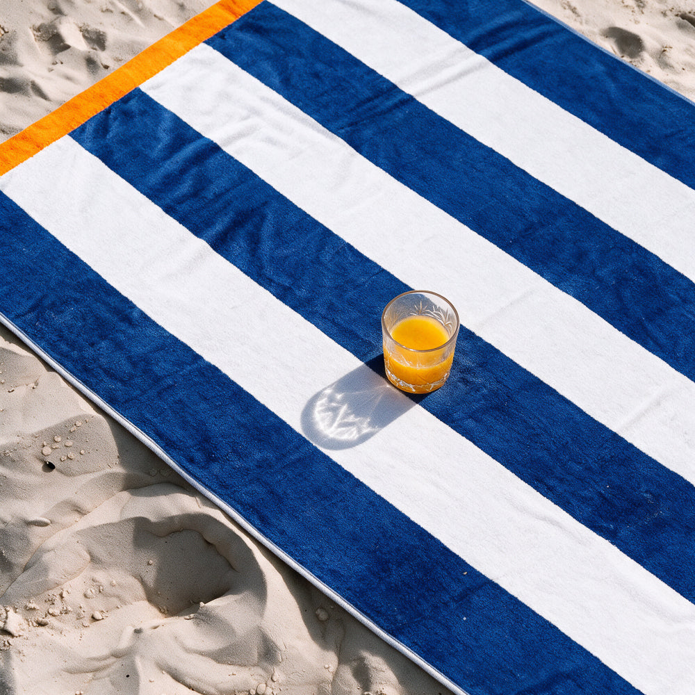 Cotton Collection Action Beach Towel Blue Stripe-Beach Towels