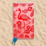 Cotton Collection Flamingos Velour Beach Towel
