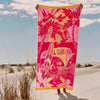 Cotton Collection Fuchsia Velour Beach Towel