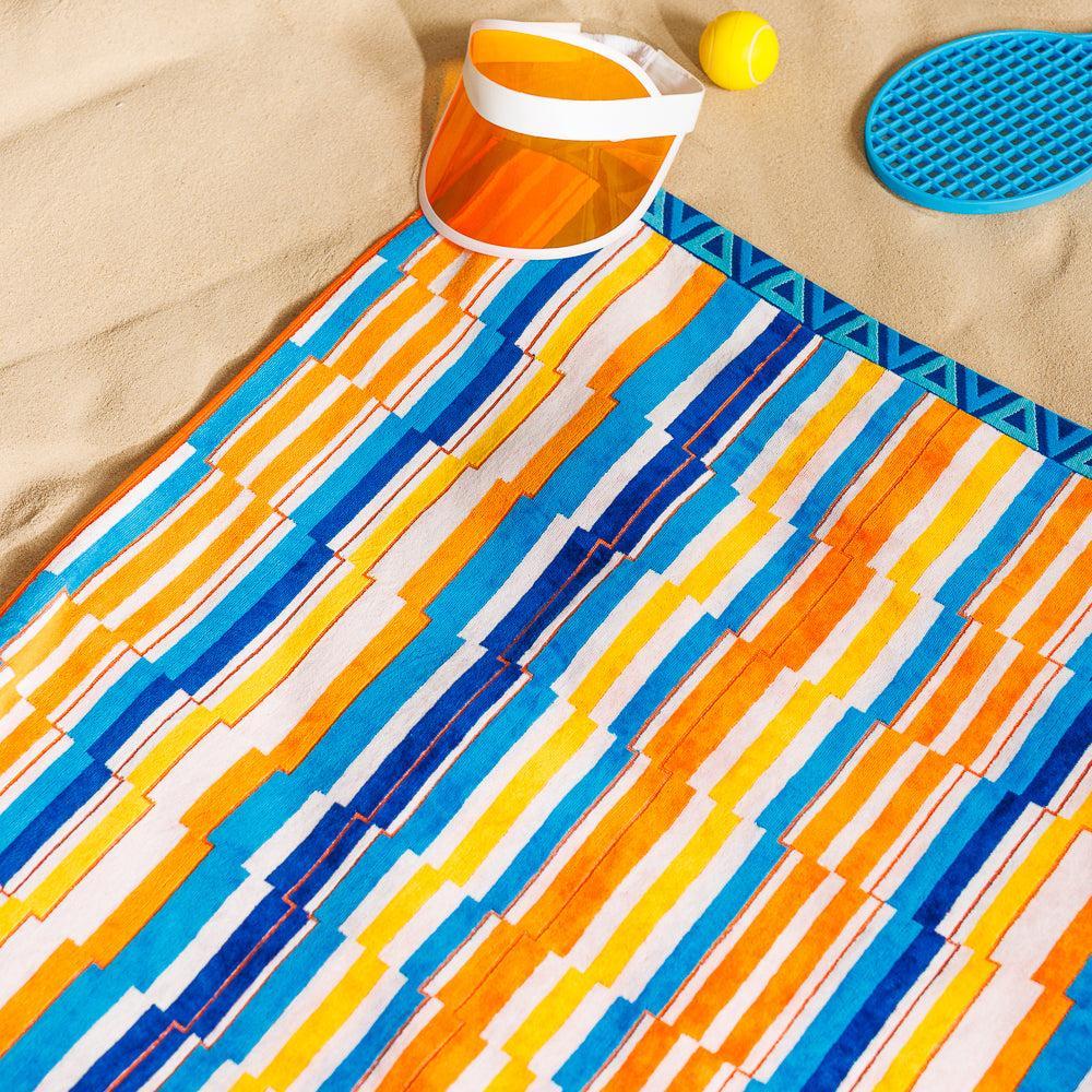 Cotton Collection Heatwave Hues Velour Beach Towel-Beach Towels