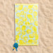 Cotton Collection Lemon Splash Velour Beach Towel-Beach Towels