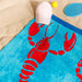 Cotton Collection Lobster Lagoon Velour Beach Towel-Beach Towels
