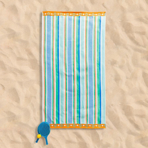 Cotton Collection Mariner Mood Velour Beach Towel-Beach Towels