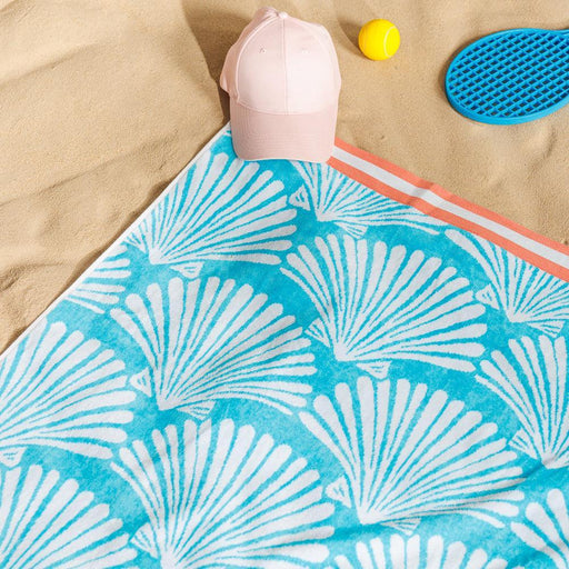 Cotton Collection Ocean Shell Velour Beach Towel-Beach Towels