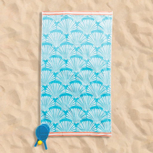 Cotton Collection Ocean Shell Velour Beach Towel-Beach Towels