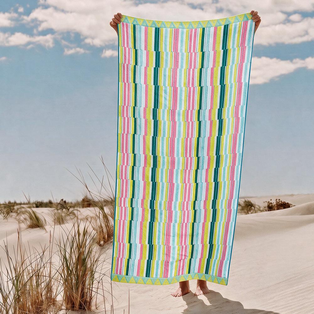 Cotton Collection Palette Parade Velour Beach Towel-Beach Towels
