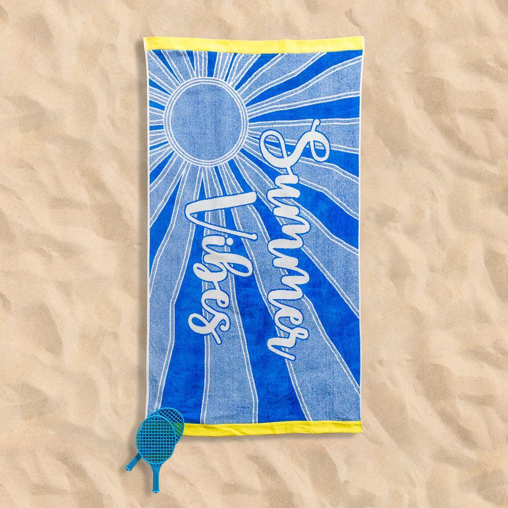 Summer Vibes Velour Beach Towel-Beach Towels