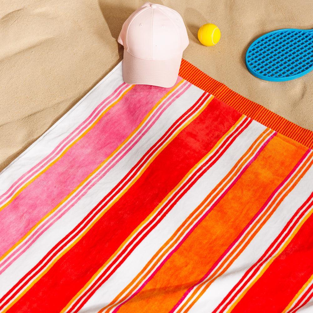 Sunkissed Stripes Velour Beach Towel-Beach Towels