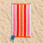 Cotton Collection Sunkissed Stripes Velour Beach Towel