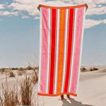 Cotton Collection Sunkissed Stripes Velour Beach Towel