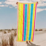 Cotton Collection Sunny Stripes Velour Beach Towel