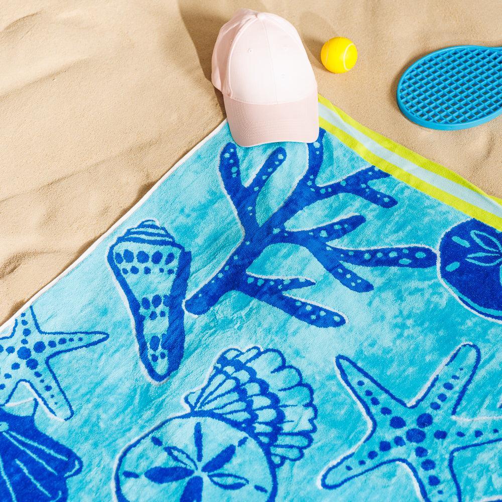 Tidal Treasures Velour Beach Towel-Beach Towels