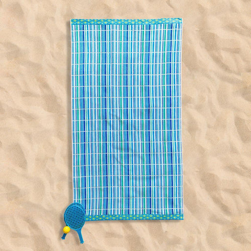 Cotton Collection Tide Lines Velour Beach Towel-Beach Towels