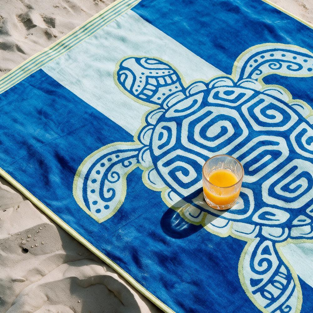 Cotton Collection Turtle Velour Beach Towel-Beach Towels