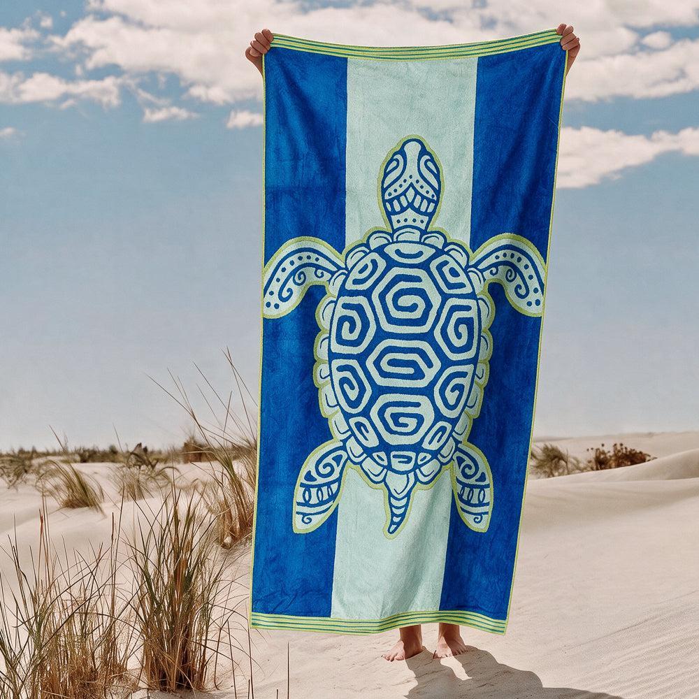 Cotton Collection Turtle Velour Beach Towel-Beach Towels