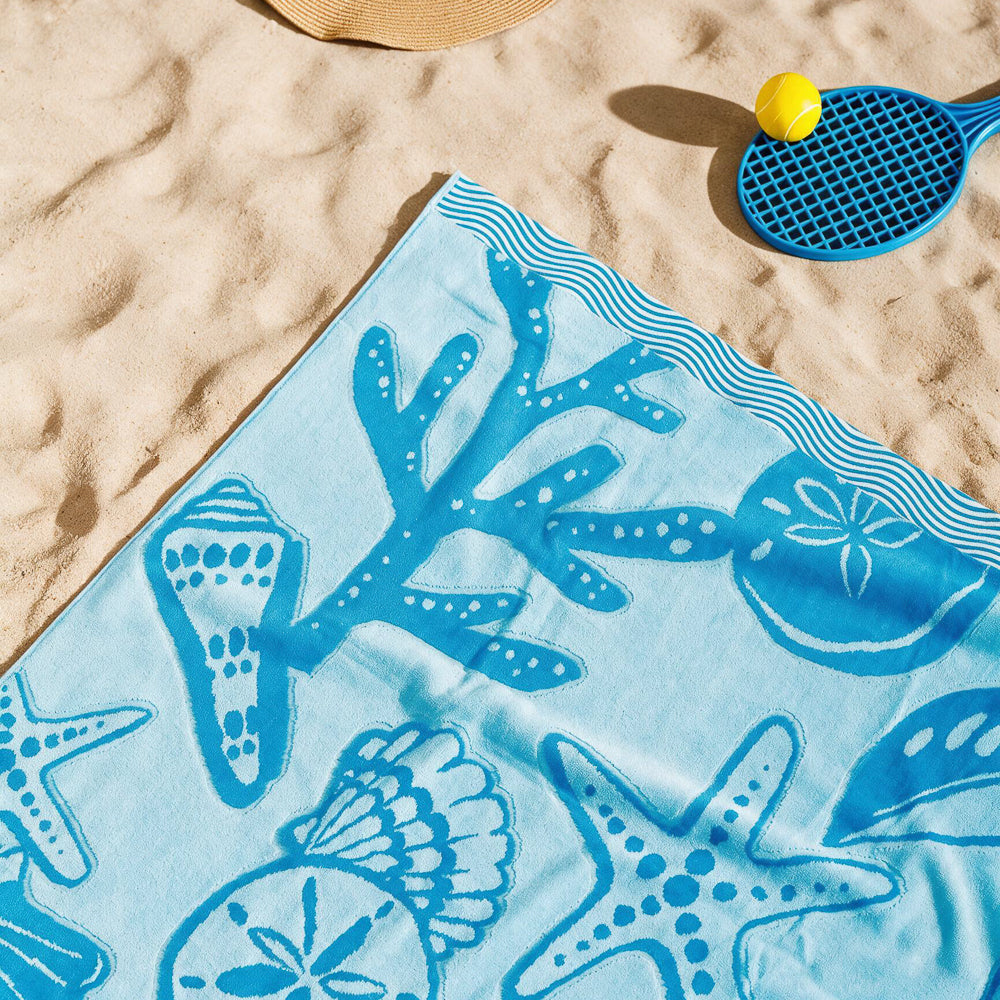 Cotton Collection Velour Coral Coast Beach Towel-Beach Towels