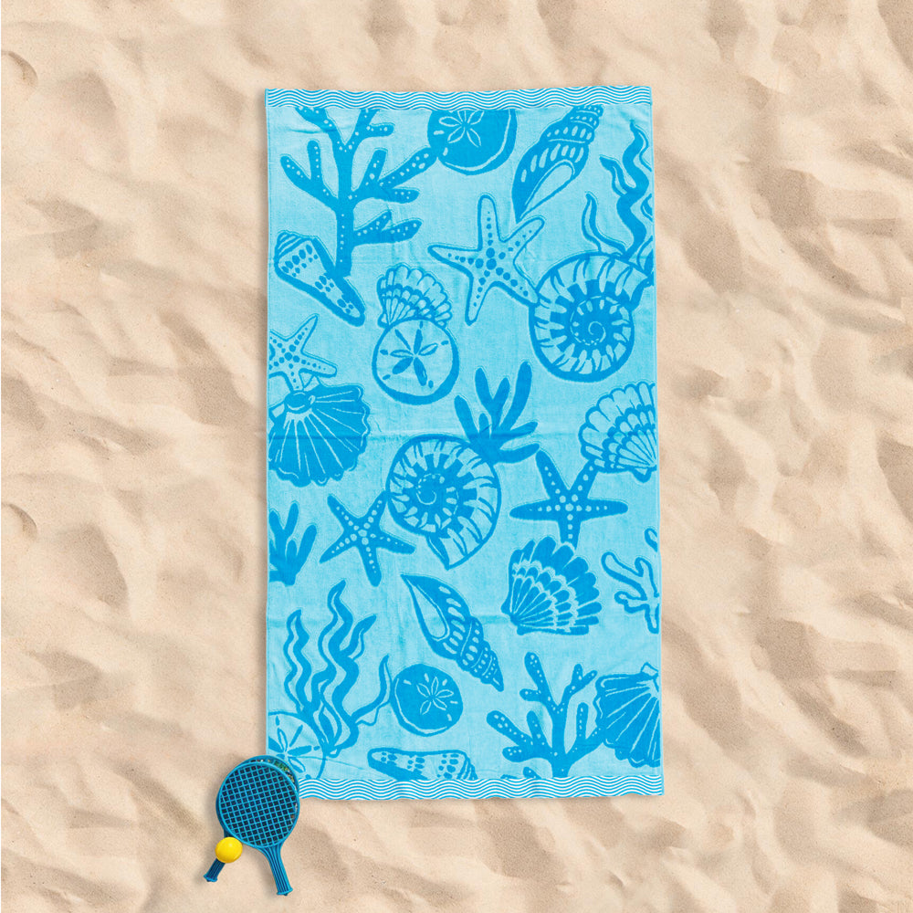 Cotton Collection Velour Coral Coast Beach Towel-Beach Towels