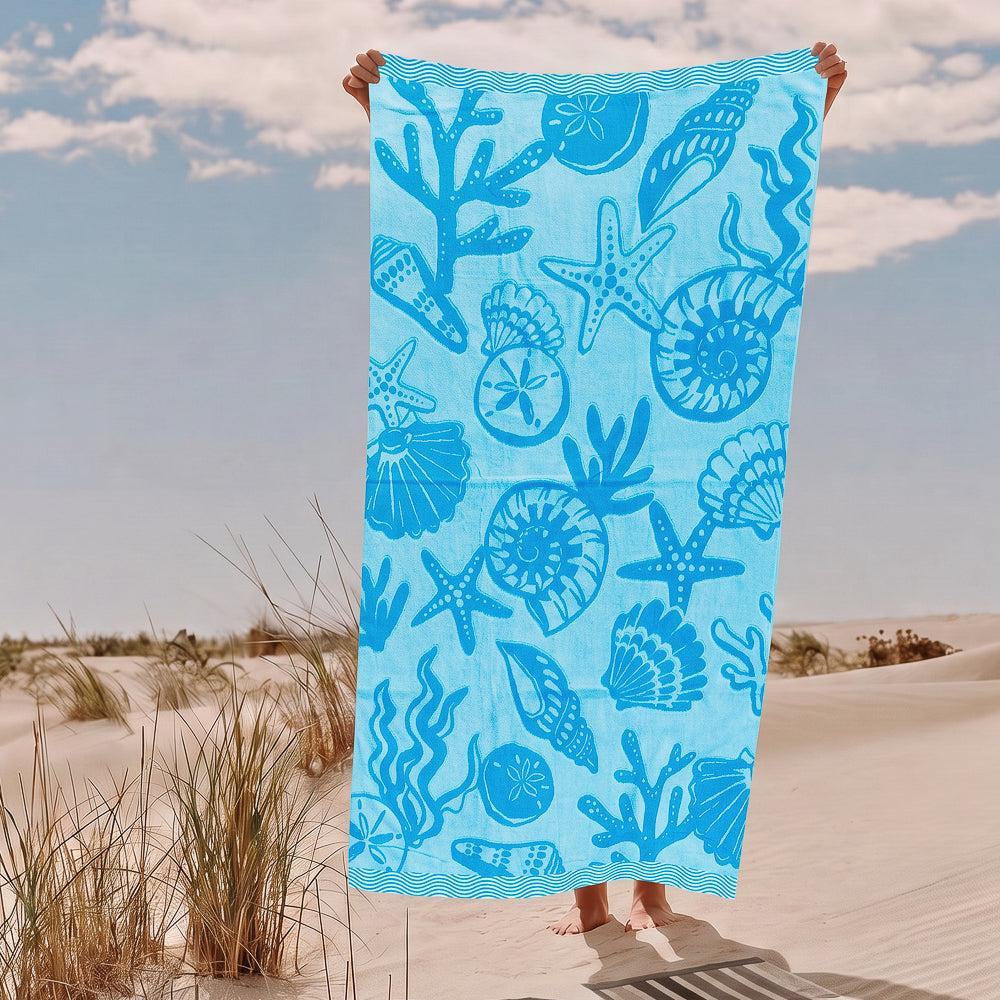 Cotton Collection Velour Coral Coast Beach Towel-Beach Towels