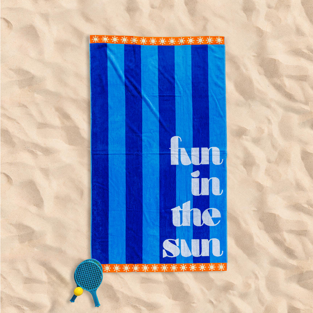 Cotton Collection Velour Fun in the Sun Beach Towel-Beach Towels
