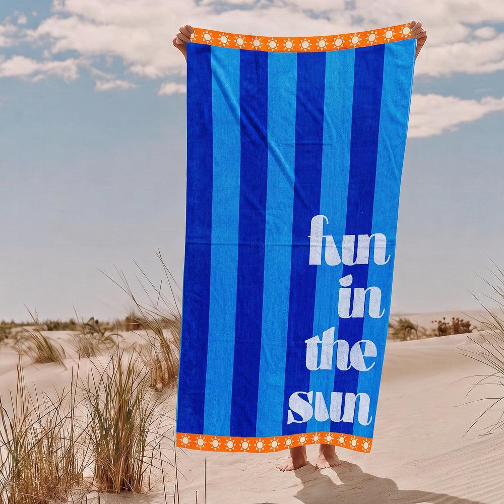 Cotton Collection Velour Fun in the Sun Beach Towel-Beach Towels