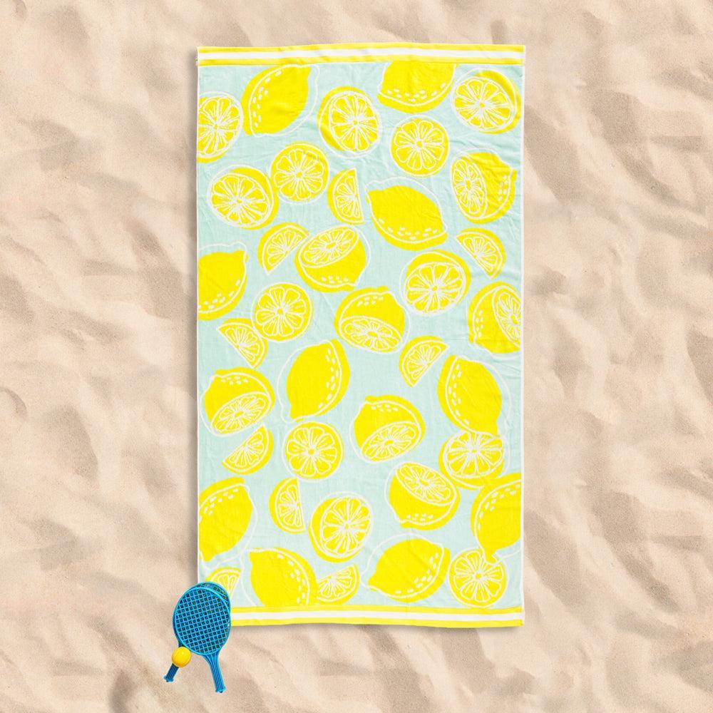 Cotton Collection Velour Lemonade Magic Beach Towel-Beach Towels
