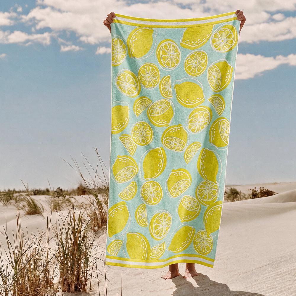 Cotton Collection Velour Lemonade Magic Beach Towel-Beach Towels