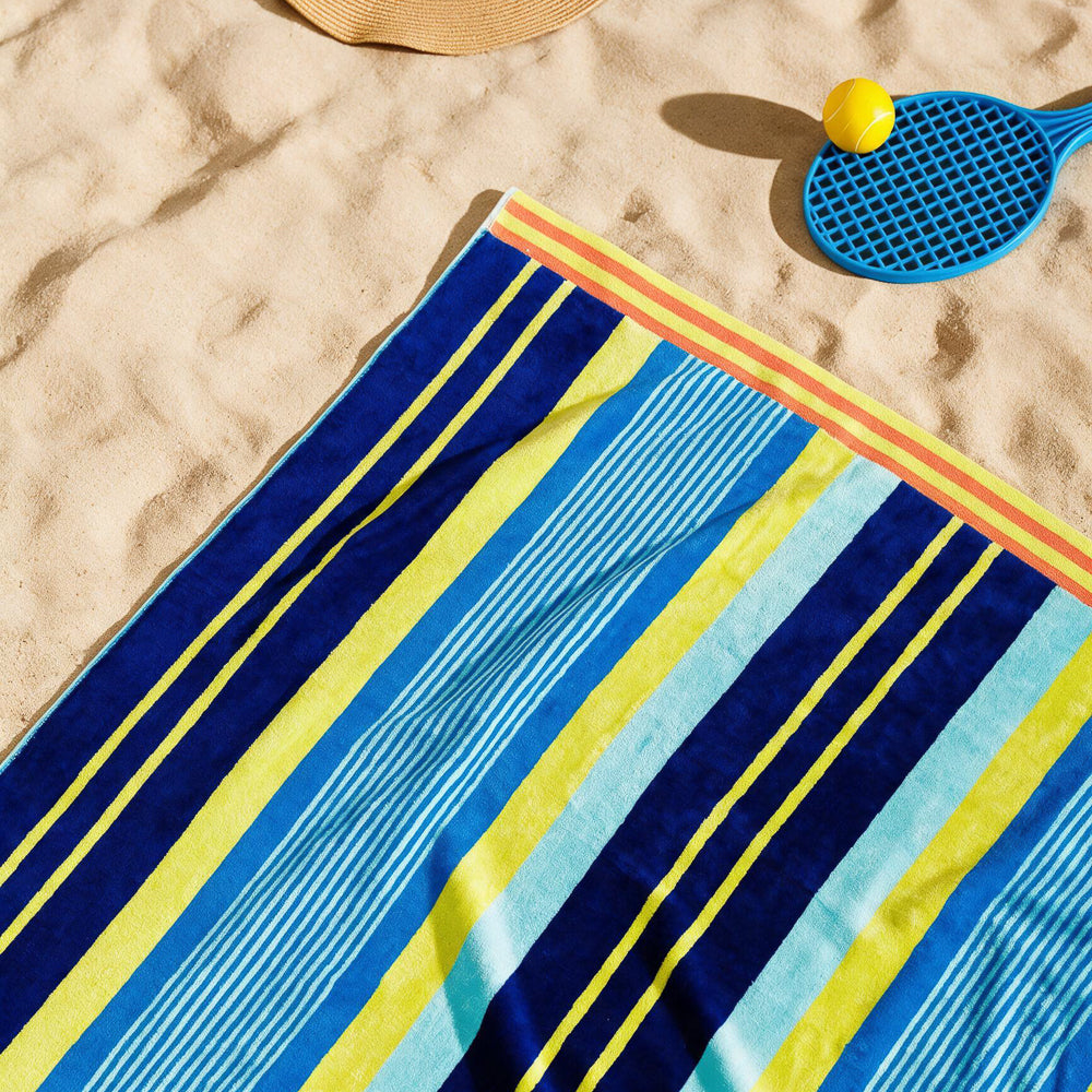 Cotton Collection Velour Ocean Breeze Beach Towel-Beach Towels