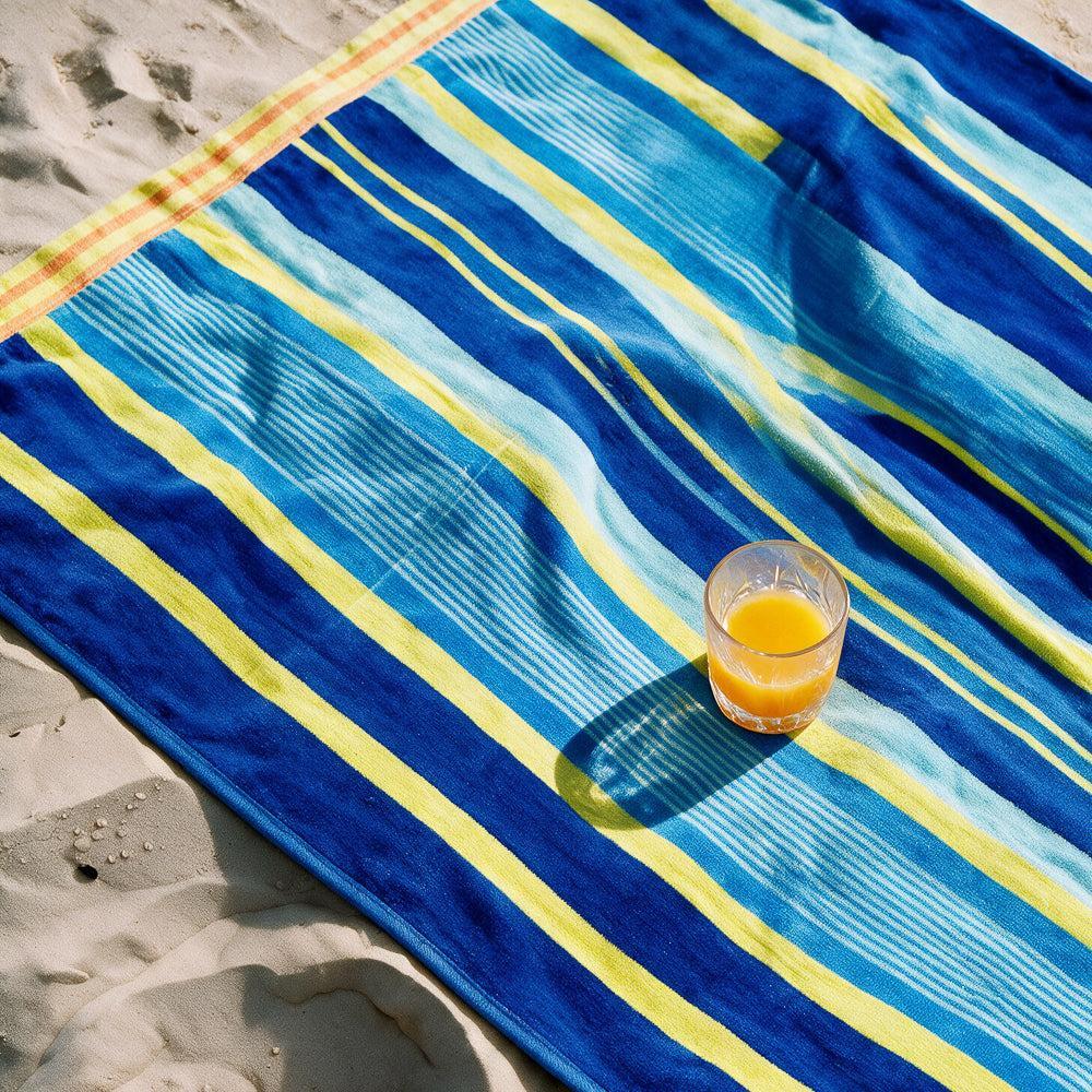 Cotton Collection Velour Ocean Breeze Beach Towel-Beach Towels