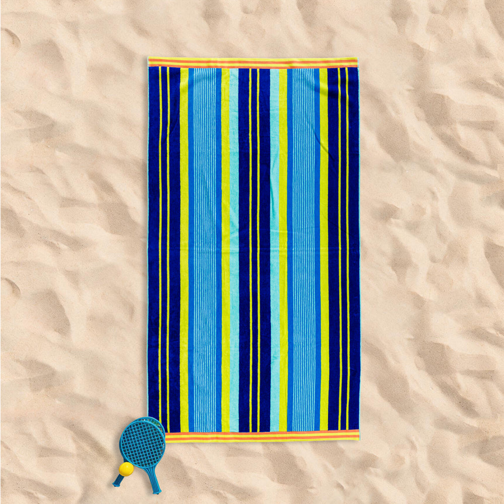 Cotton Collection Velour Ocean Breeze Beach Towel-Beach Towels