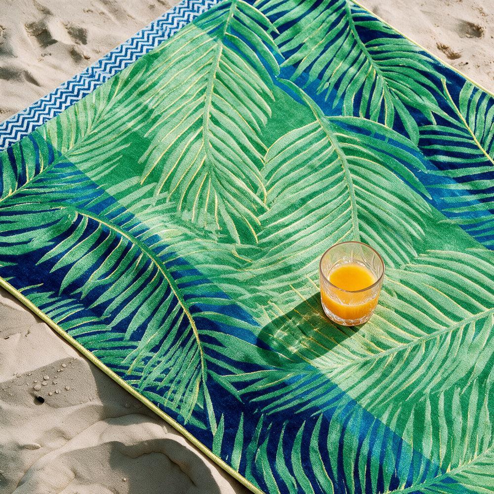 Cotton Collection Velour Palms Paradise Beach Towel-Beach Towels