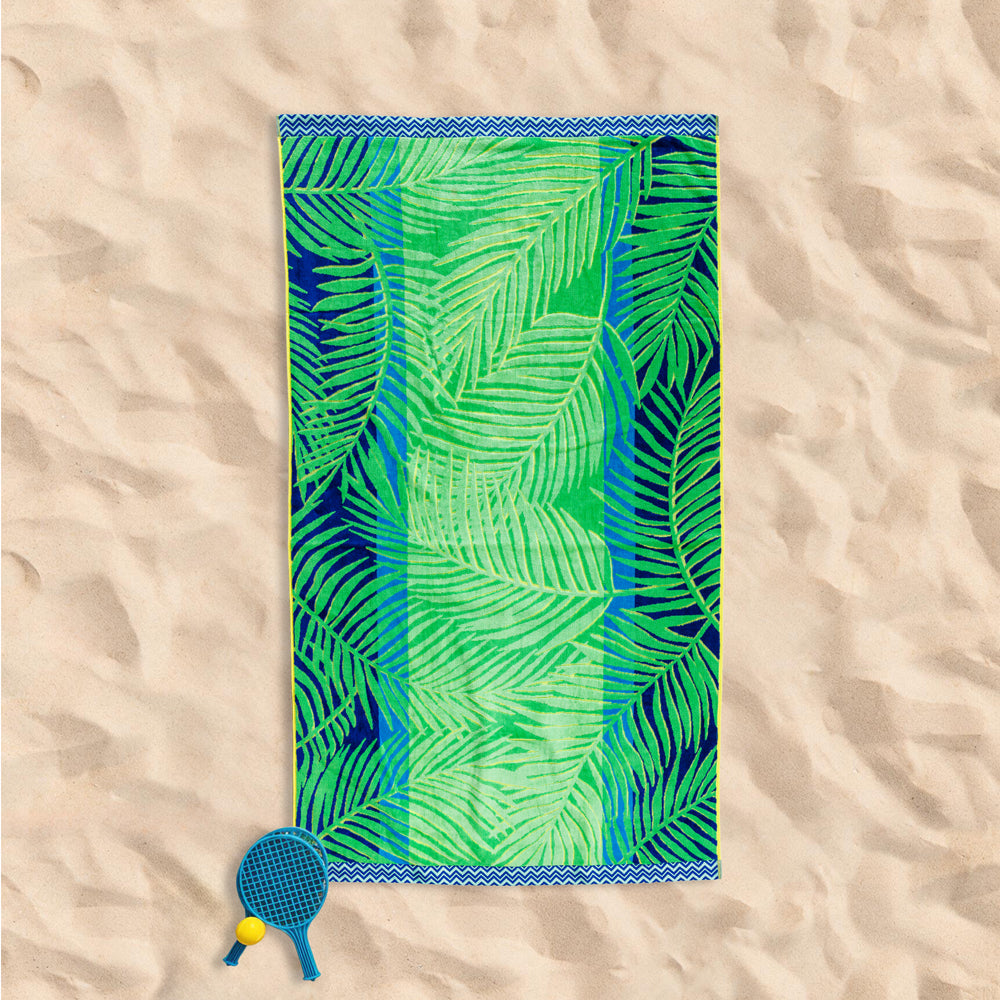 Cotton Collection Velour Palms Paradise Beach Towel-Beach Towels