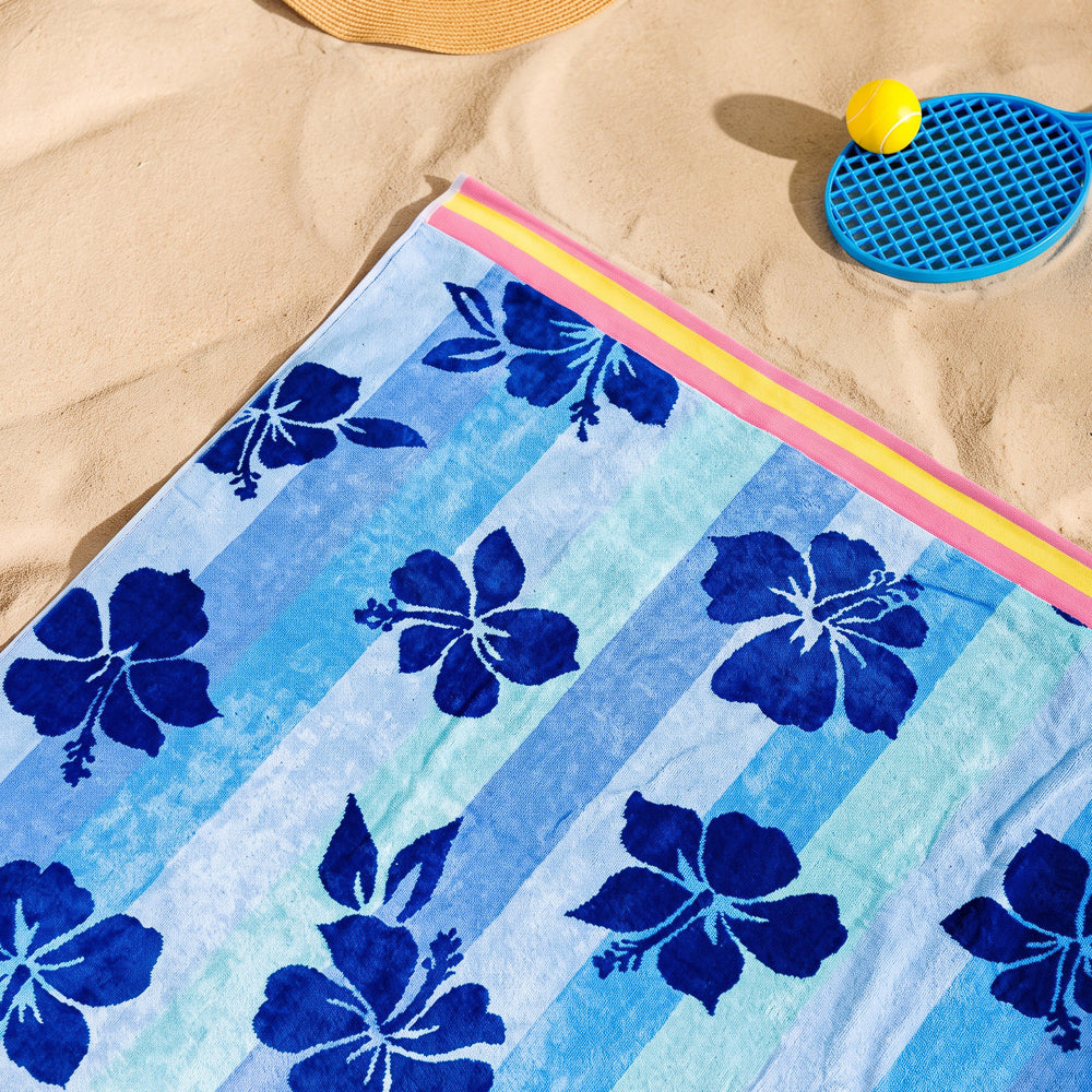 Cotton Collection Velour Saffron Sunset Shore Beach Towel-Beach Towels