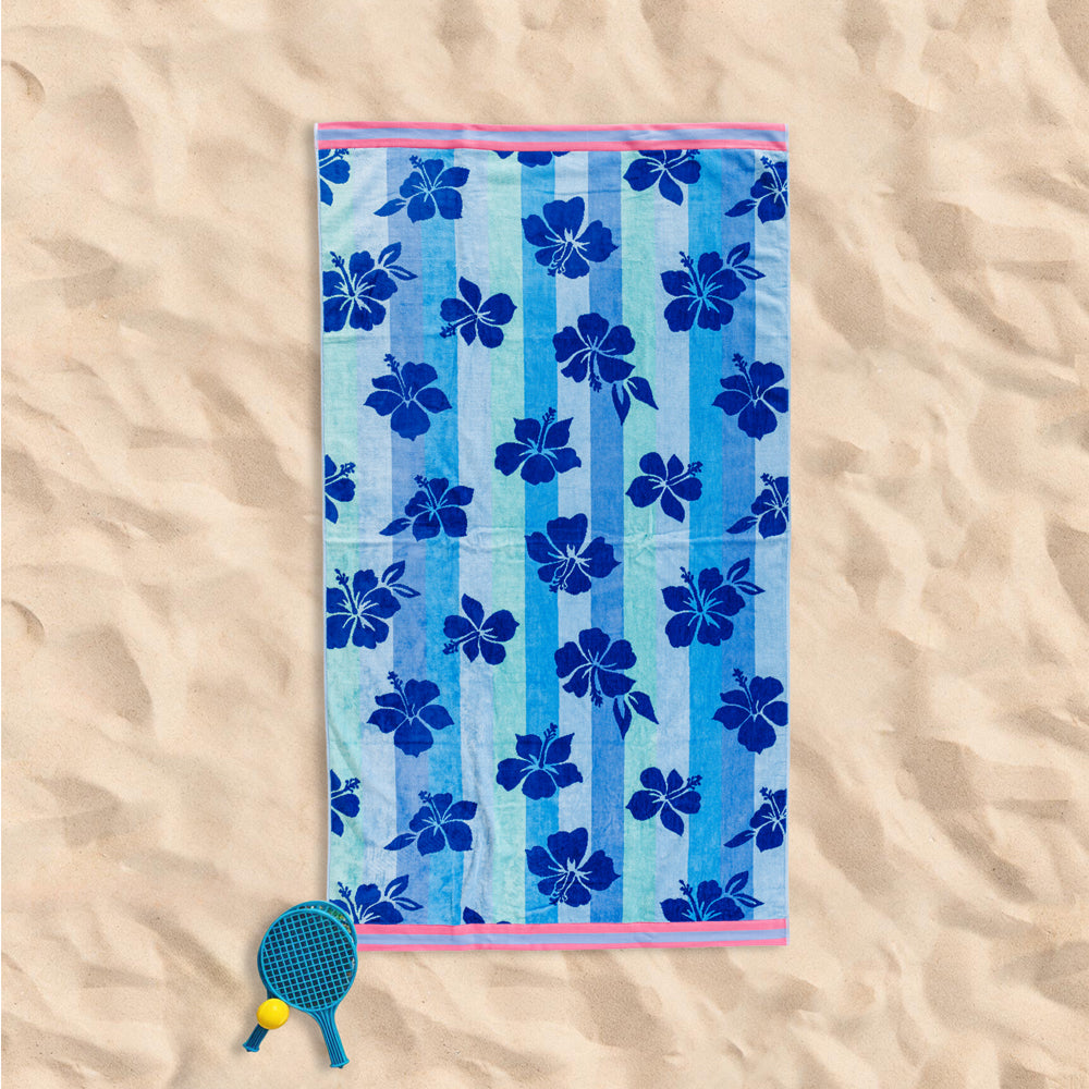 Cotton Collection Velour Saffron Sunset Shore Beach Towel-Beach Towels