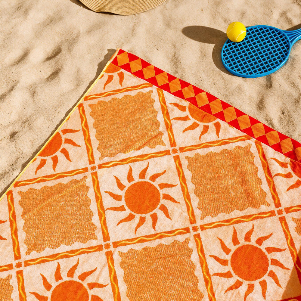 Cotton Collection Velour Sandy Shore Beach Towel-Beach Towels