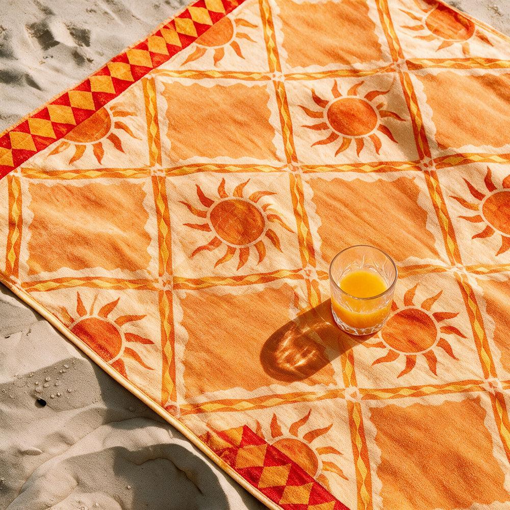 Cotton Collection Velour Sandy Shore Beach Towel-Beach Towels